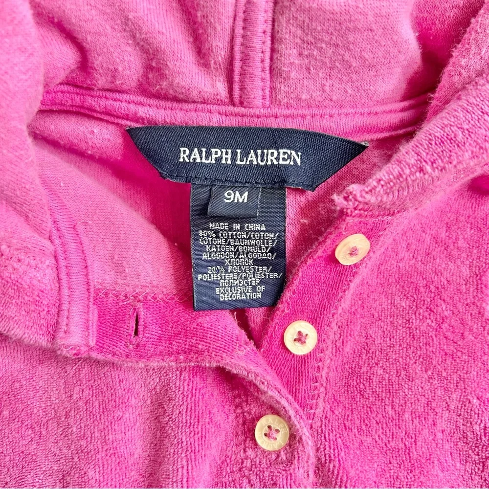 Ralph Lauren bubblegum pink cotton terrycloth hoodie tennis dress, long sleeve
